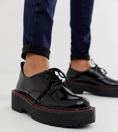 Черные туфли на толстой подошве со шнуровкой Bershka-Черный