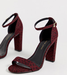Красные туфли на блочном каблуке с гепардовым принтом для широкой стопы New Look-Красный