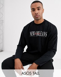 Oversize-футболка с принтом на груди ASOS DESIGN Tall-Черный