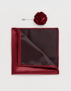 Булавка на лацкан пиджака с цветком и платок-паше Gianni Feraud-Красный