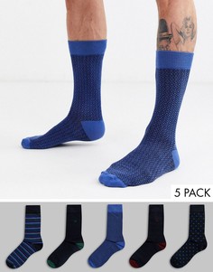 5 пар носков с полосками и геометрическим принтом River Island-Синий