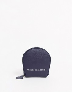 Темно-синий кожаный кошелек на молнии French Connection