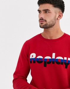 Свитшот с логотипом в стиле ретро Replay-Красный