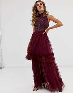 Платье миди без рукавов с высоким воротом и отделкой Frock & Frill-Фиолетовый