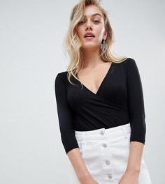 Боди с запахом New Look Petite-Черный