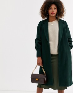Пальто с добавлением шерсти и присборенными манжетами Unique21-Зеленый
