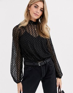 Боди с горошек и полоску черного цвета New Look-Черный