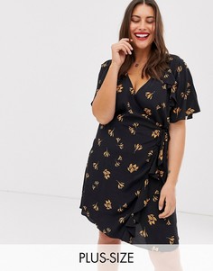 Чайное платье с запахом и цветочным принтом River Island Plus-Мульти