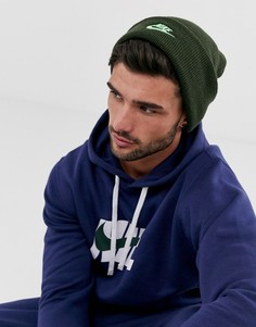 Зеленая шапка-бини с вышитым логотипом Nike-Черный