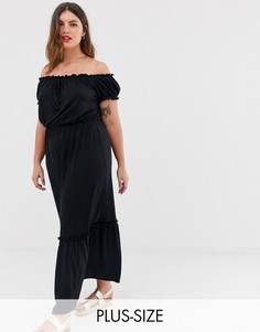 Черное платье макси с открытыми плечами New Look Curve-Черный