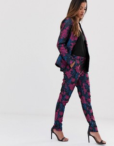 Жаккардовые брюки с цветочным принтом и цветом металлик mByM-Мульти