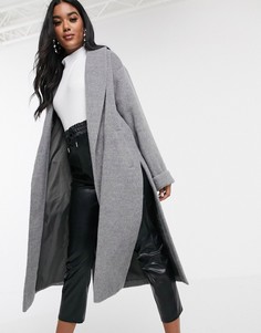 Серое пальто с шалевым воротником Missguided-Серый