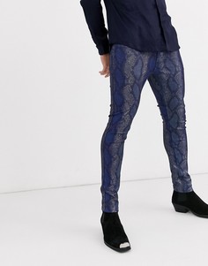 Синие супероблегающие джинсы со змеиным принтом ASOS DESIGN-Синий