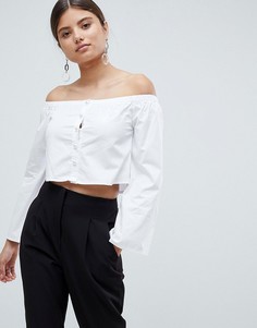 Рубашка с искусственным жемчугом Missguided-Белый