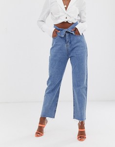 Выбеленные джинсы в винтажном стиле с отворотом Lioness Pistol-Синий