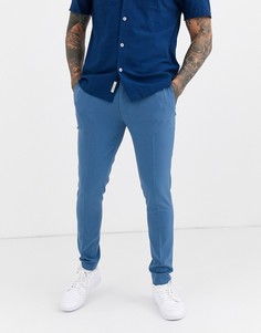 Синие супероблегающие строгие брюки ASOS DESIGN-Голубой