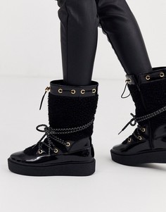 Черные зимние ботинки из искусственного меха ASOS DESIGN Arctic-Черный