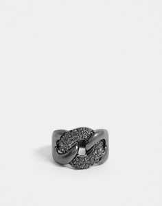 Темно-серое кольцо с камнями ASOS DESIGN-Серебряный
