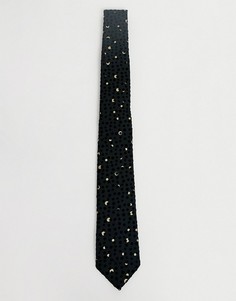 Черный галстук с узором в горошек Twisted Tailor