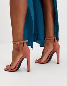 Легкие босоножки терракотового цвета на каблуке с квадратным носком Missguided-Розовый