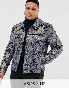 Темно-синяя бархатная куртка в стиле вестерн с отделкой пайетками ASOS DESIGN-Темно-синий