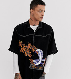 Oversize-рубашка с фирменным змеиным принтом Heart & Dagger-Черный