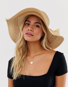 Соломенная шляпа с кисточками Boardmans-Бежевый
