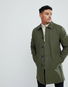 Непромокаемый однобортный тренч цвета хаки ASOS DESIGN-Зеленый