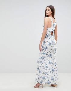 Платье макси с цветочным принтом и завязкой на спине Ax Paris-Белый