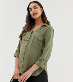 Рубашка темного цвета хаки в стиле милитари New Look Maternity-Зеленый