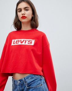 Свитшот с логотипом и необработанными краями Levis-Красный