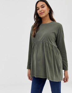 Свободный выбеленный лонгслив ASOS DESIGN Maternity-Зеленый