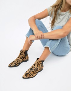 Кожаные ботинки челси с леопардовым принтом ASOS DESIGN Atom-Мульти