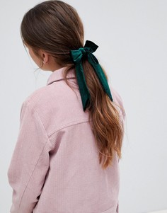 Бархатная повязка на голову с бантом ASOS DESIGN-Зеленый