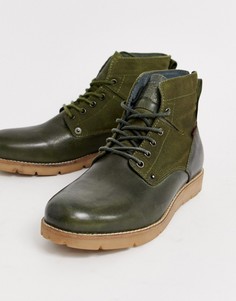 Кожаные походные ботинки оливково-зеленого цвета Levis Jax-Зеленый