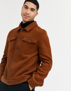 Куртка в стиле вестерн с добавлением шерсти ASOS DESIGN-Коричневый