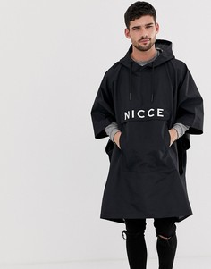 Черное пончо без застежки с большим логотипом Nicce-Черный