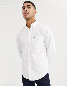 Белая узкая оксфордская рубашка с логотипом Abercrombie & Fitch-Белый
