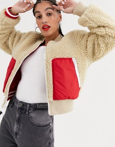 Двусторонний бомбер в стиле колор блок Tommy Jeans-Бежевый
