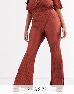 Широкие плиссированные брюки рыжего цвета Koco & K Plus-Черный