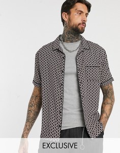 Рубашка с короткими рукавами и геометрическим принтом Bershka-Мульти