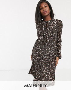Платье с цветочным принтом New Look Maternity-Черный