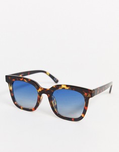 Пластиковые квадратные черепаховые солнцезащитные очки с голубыми градуированными стеклами ASOS DESIGN-Коричневый