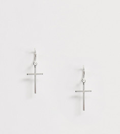 Эксклюзивные серебряные серьги-кольца среднего размера с подвесками в виде крестиков Kingsley Ryan-Серебряный