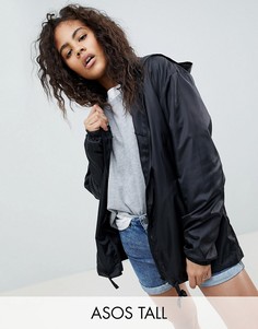 Дождевик с чехлом в виде сумки-кошелька на пояс ASOS DESIGN Tall-Черный