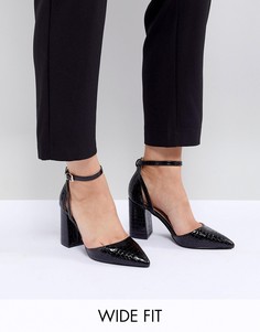 Черные туфли на блочном каблуке с эффектом крокодиловой кожи RAID Katy-Черный