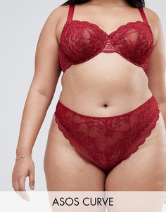 Кружевные стринги ASOS DESIGN Curve Ella-Красный