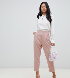 Зауженные брюки с завышенной талией ASOS DESIGN Petite-Розовый