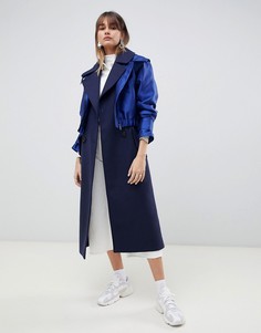 Пальто с курткой-накидкой ASOS DESIGN-Синий