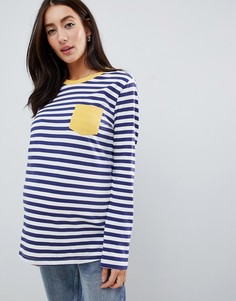 Лонгслив в полоску с контрастным карманом ASOS DESIGN Maternity-Мульти